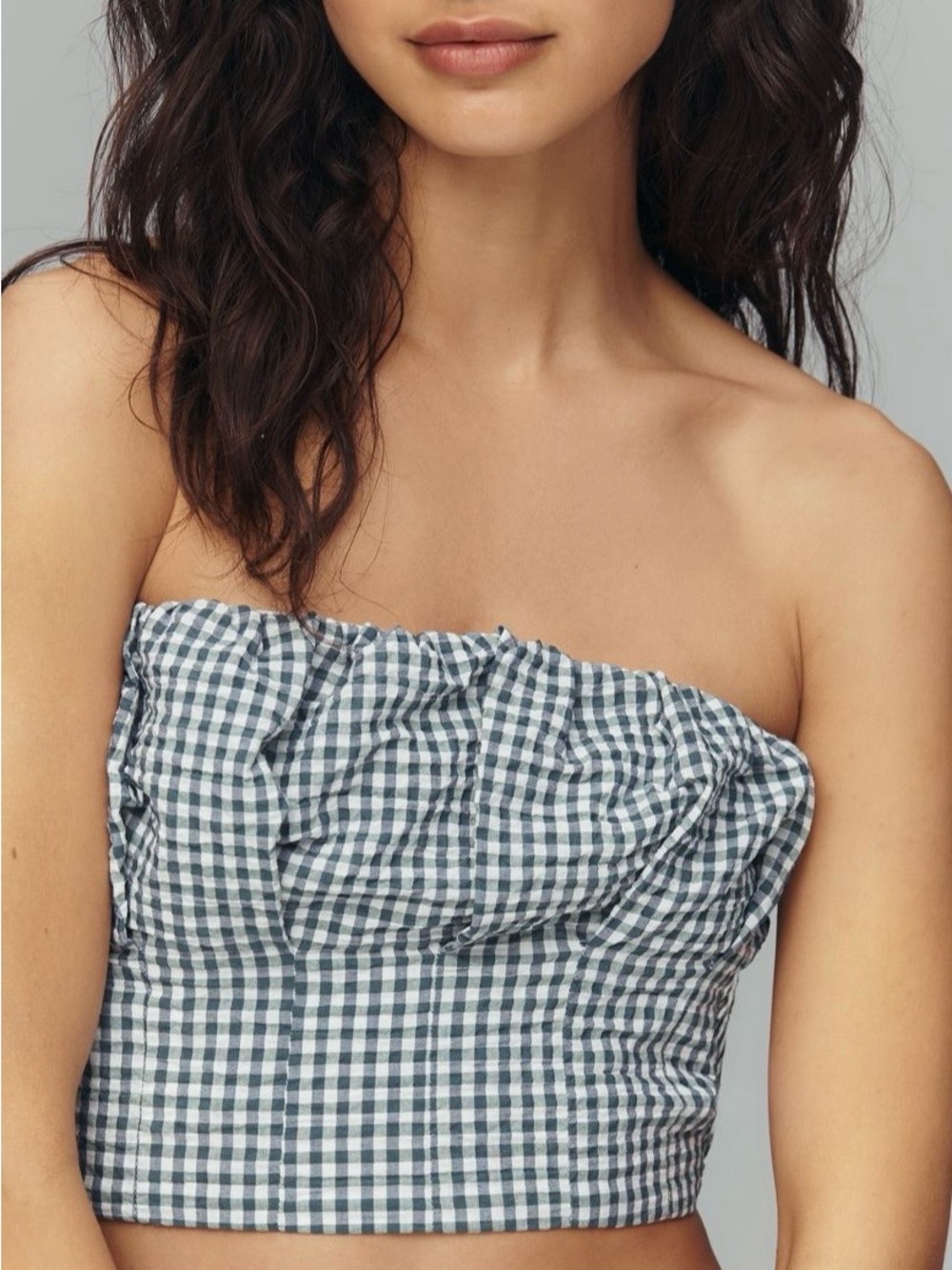 Maeve Anthropologie Strapless Gingham Bustier top - NWT